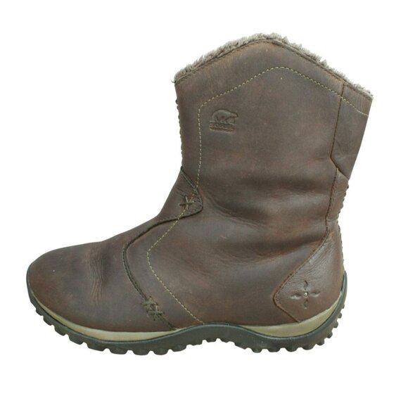 Sorel Shoes - Sorel Maribel Brown Leather Side Zip Waterproof Insulated Winter Boots Size 7